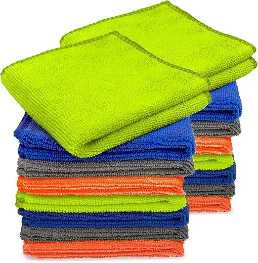 Tukzer Gizga Microfiber Cloth – 16 pcs 25X25 cms 280 GSM Cleaning Kit Cloth for Laptop, Monitor, Camera Lens, Binoculars, TV Projector, Electronics…