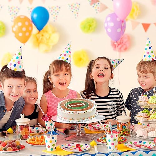 Miniatura 5 de Decoración para pastel de fútbol americano de 7.5 pulgadas, decoración redonda comestible para tartas de cumpleaños, pastel de cumpleaños