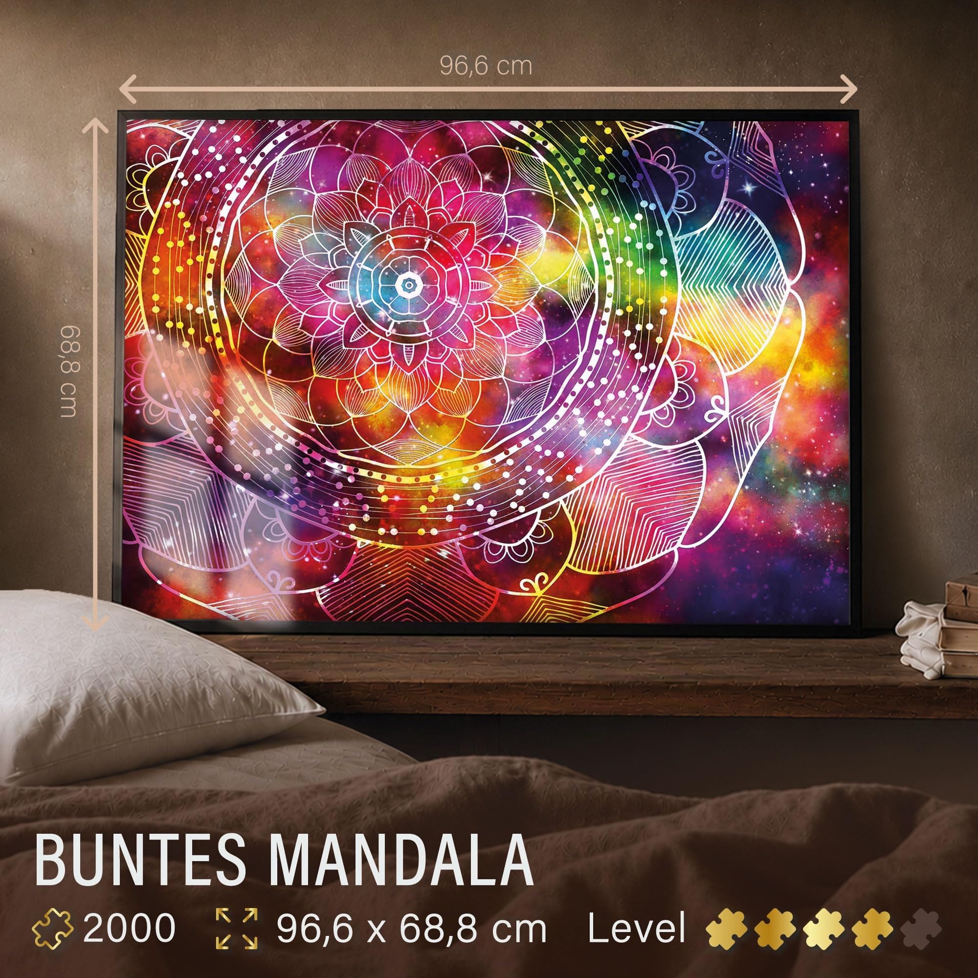 Ulmer Puzzleschmiede - Puzzle Mandala coloré de 2000 pièces - Puzzle artistique géométrique pour adultes