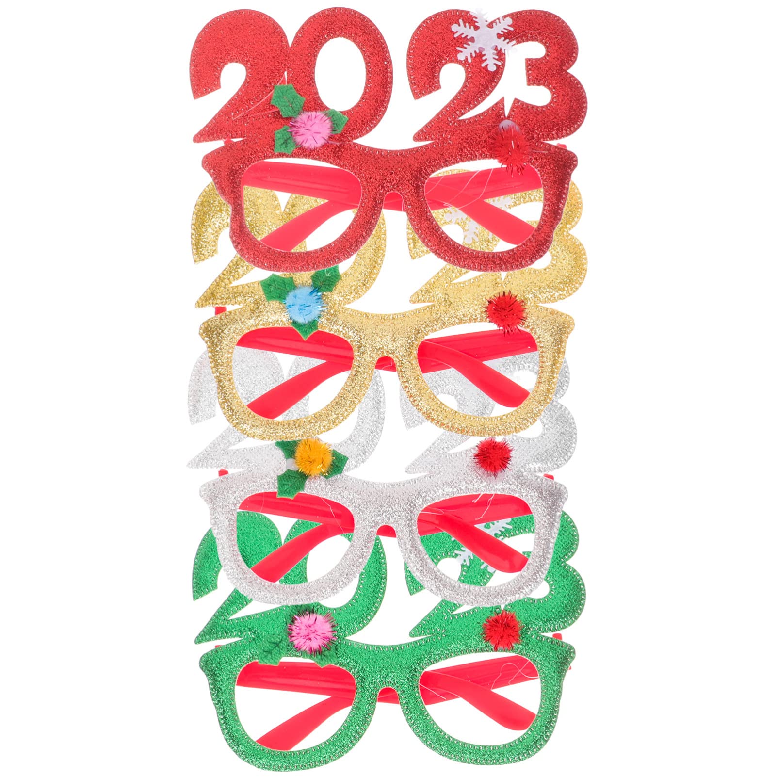 jojofuny 20stücke Neujahrsbrillen Lustige Eyeglasses Als Fotorequisiten Für Weihnachtsfeiern Rot Grün Gold Und Silber Für Partys Und Festliche Anlässe
