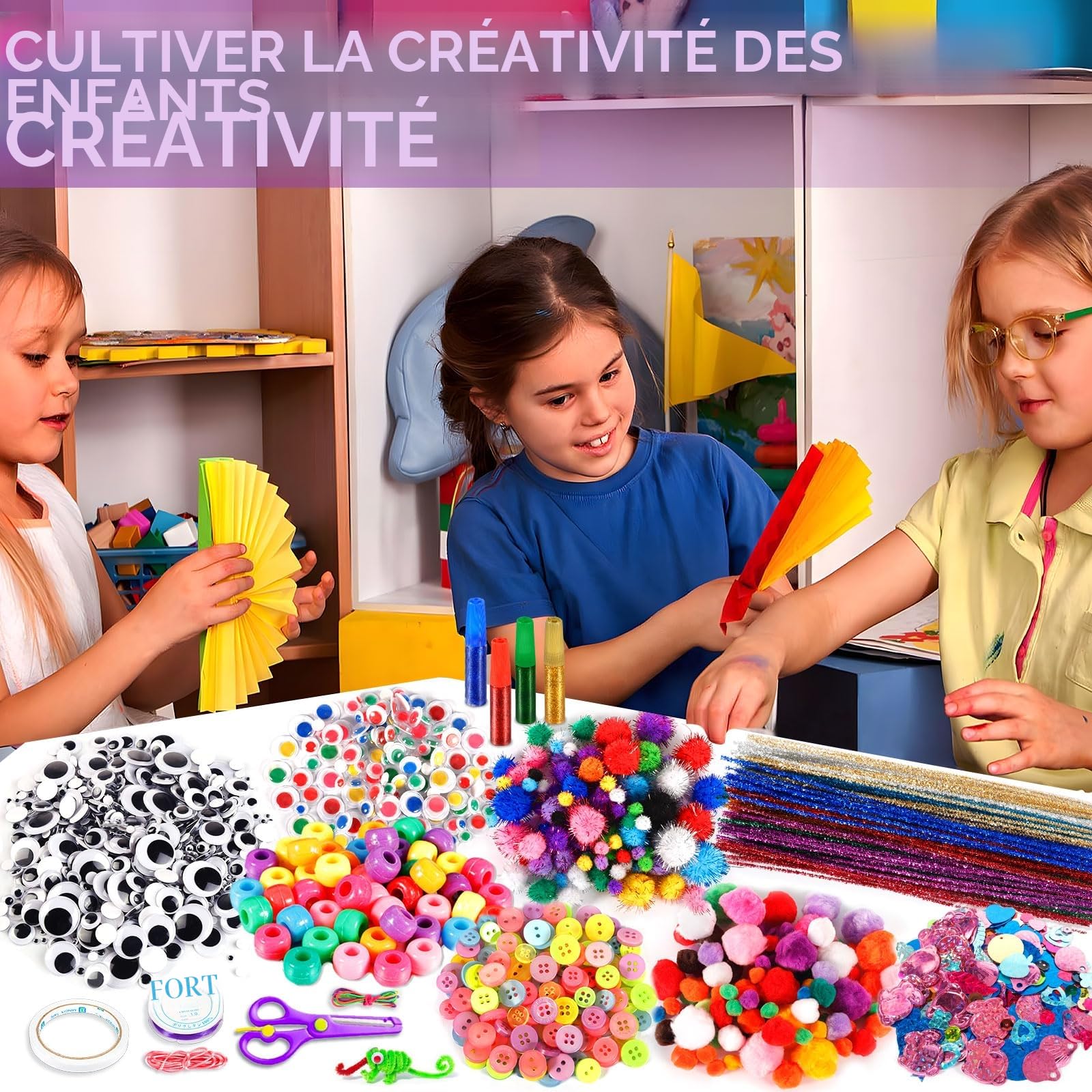 Purpledi 3300+ Pièces Kit Bricolage Enfants, DIY Activité Manuelle Enfant Feutrine Loisir Creatif, DIY Activité Manuelle Loisir Creatif, Artistiques Cadeau Garçon et Fille ge 3 4 5 6 7 Ans
