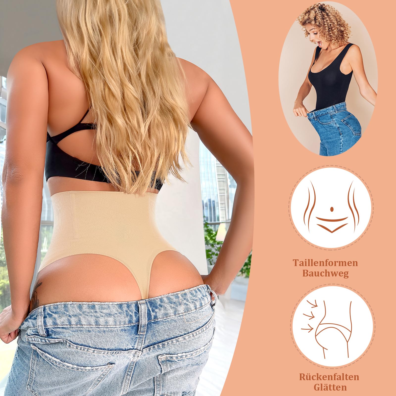 YARRCO Damen Bauchweg Unterhose Slips String Tanga Shapewear Miederhose Body Shaper Miederslips Figurformende Unterwäsche