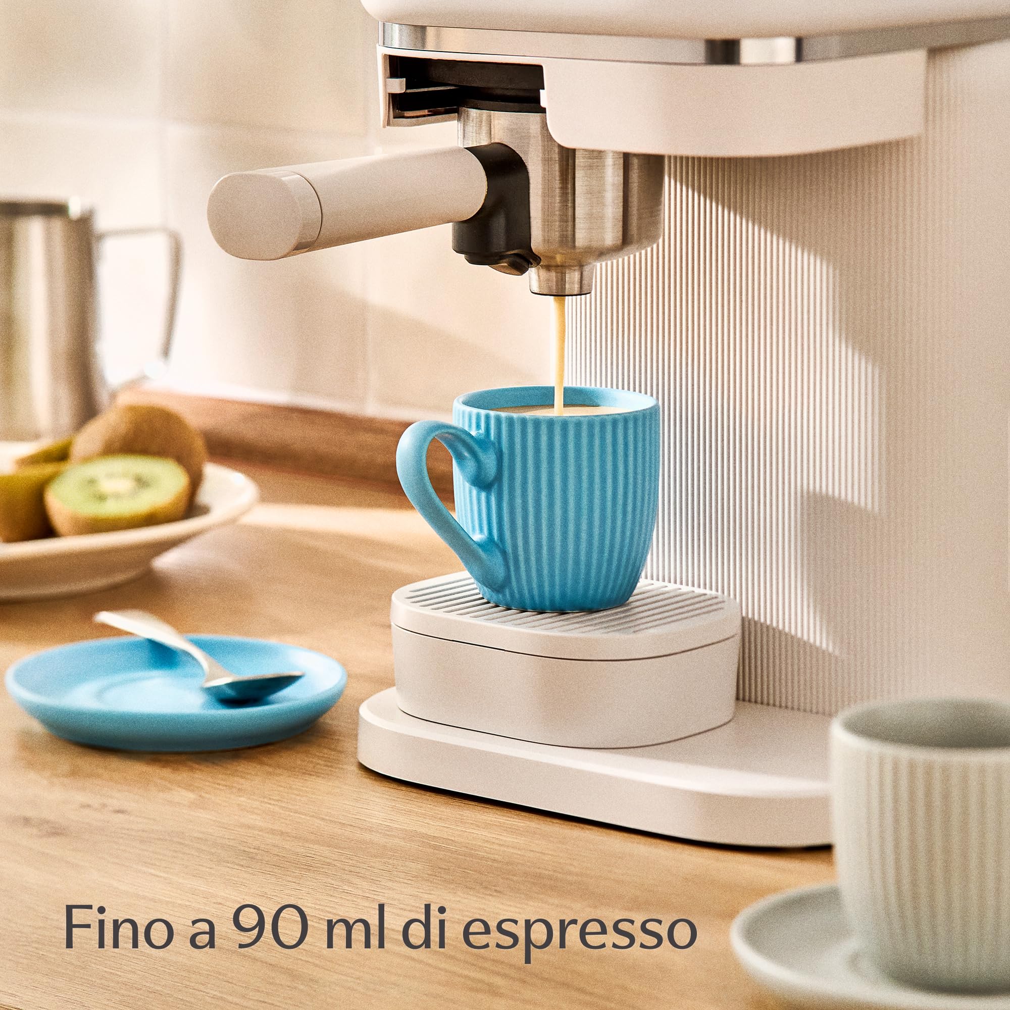 Cosumy Tazzine Caffe Espresso Moderne con Piattino - 6 Tazze 90ml con Manico - Unico disegno a righe - Ceramica Colorate Opaca - Lavabili in lavastoviglie