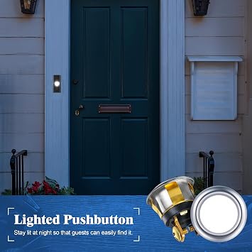 Dreyoo 2 Pack Lighted Doorbell Button Replacement, Silver, White Light