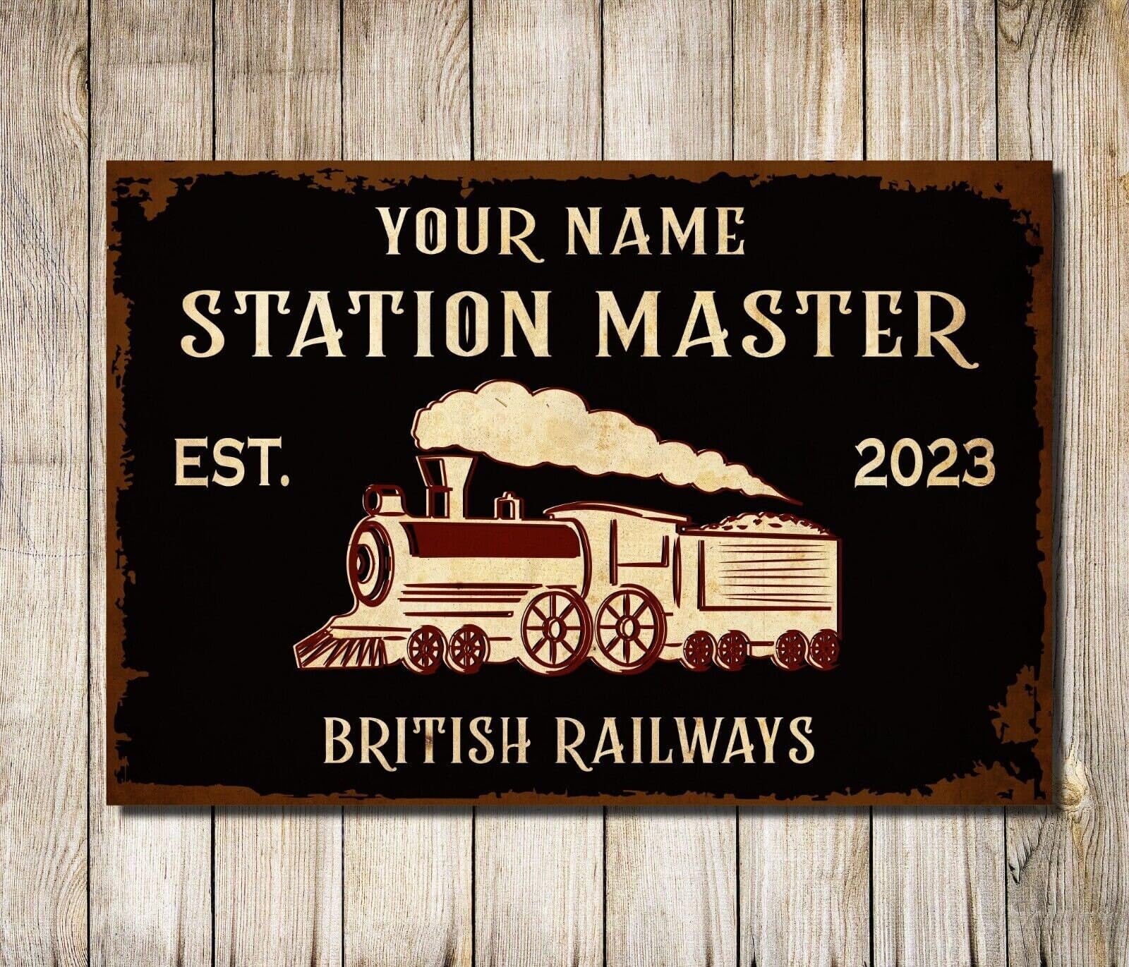 My Pixel Print Metal Personalised Train Station Master Custom Classic Wall Sign Decor Plaque