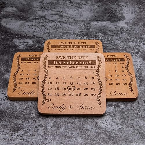 Posavasos personalizados de madera de haya para bebidas. Regalos de boda personalizados para despedida de soltera, juego de 16 posavasos