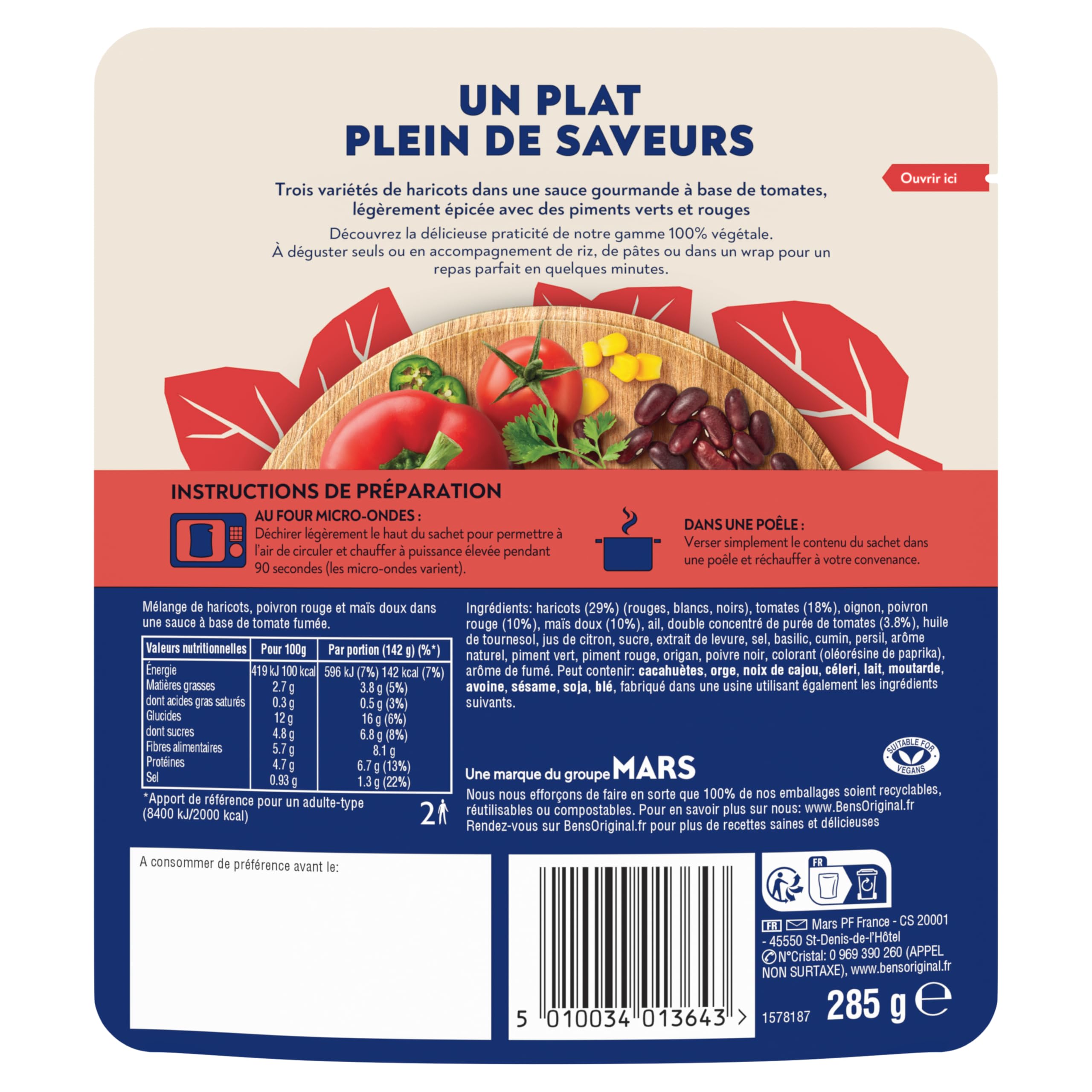 BEN'S ORIGINAL 100% pflanzlich Chili Veggie (6 x 285g)