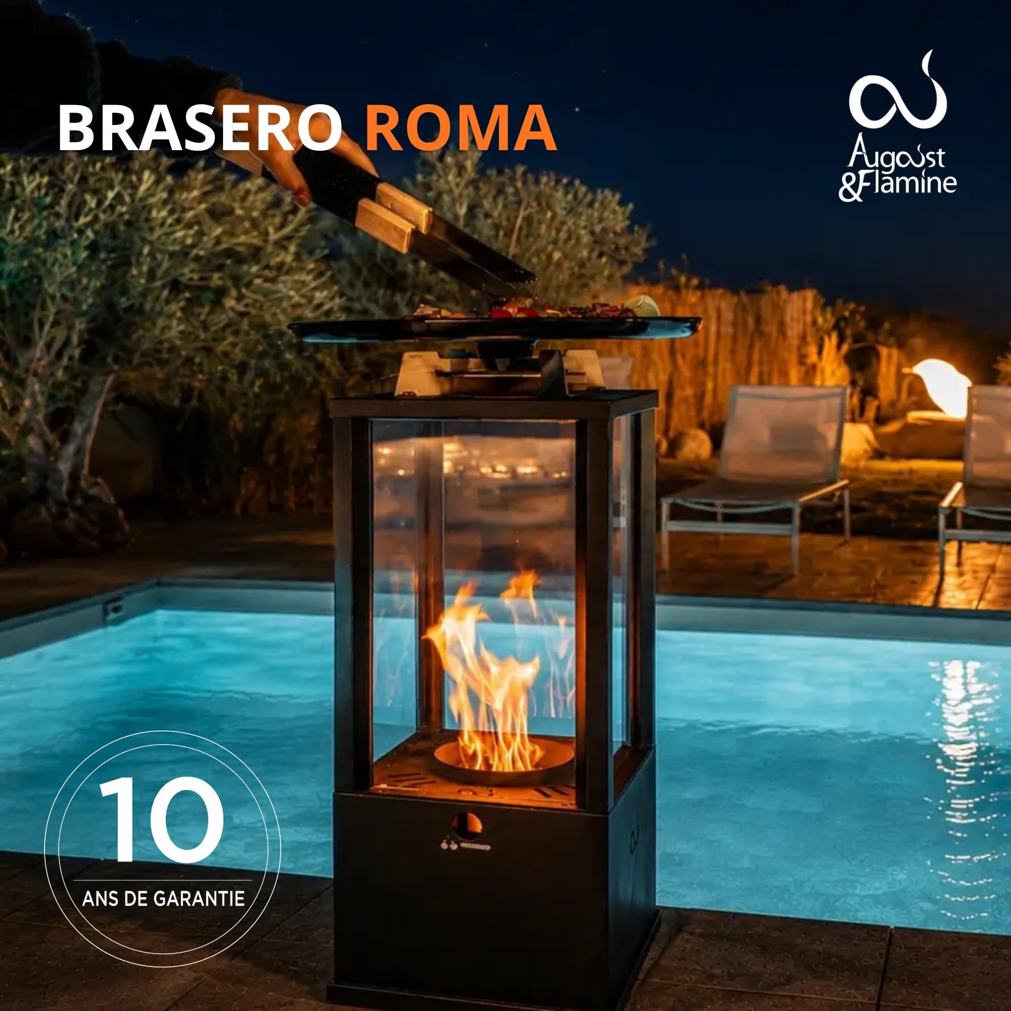 Brasero d'ambiance à Pellets Chauffage Extérieur Faible Fumée Poêle Design Moderne Jardin Balcon Camping Foyer Écologique Montage Rapide Plancha Chauffe terrasse feu Convivial Roma