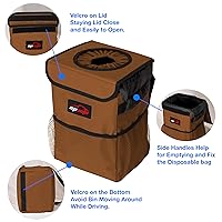 Vista 44 de EPAuto Bote de basura impermeable para automóvil con tapa y bolsillos de almacenamiento, color verde camuflaje