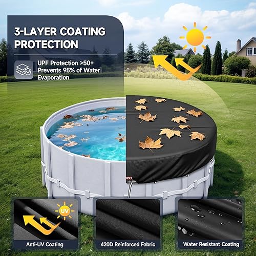 Miniatura 6 de Cubierta redonda para piscina, cubiertas solares para piscinas sobre el suelo, cubierta de bañera de hidromasaje, impermeable y resistente al polvo