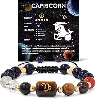 GolbalJew Zodiac Bracelets for Women 12 Constellations Healing Crystal Stone Beads Bracelet Birthday Zodiac Gifts Horoscope Spiritual Bracelet