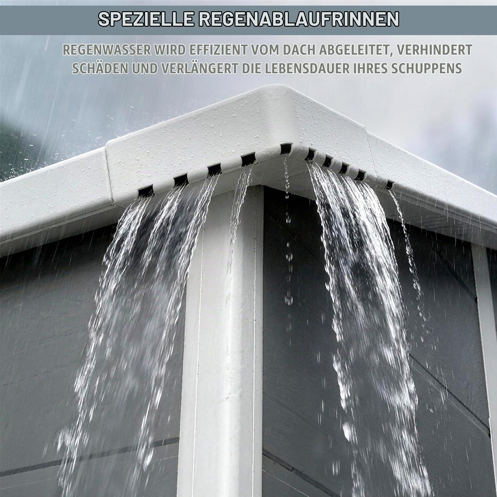 LARBANKE Gartenhaus wetterfest 255x182x230cm,9,03m³ Kunststoff Gerätehaus
