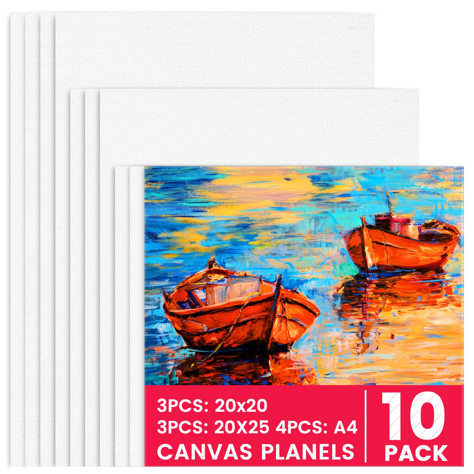 Lot De 10 Toiles à Peindre 30x40 Cm - Coton Sans Acide, Préapprêtées Blanc | Pour Acrylique, Huile, Gouache, Artistes Et Débutants