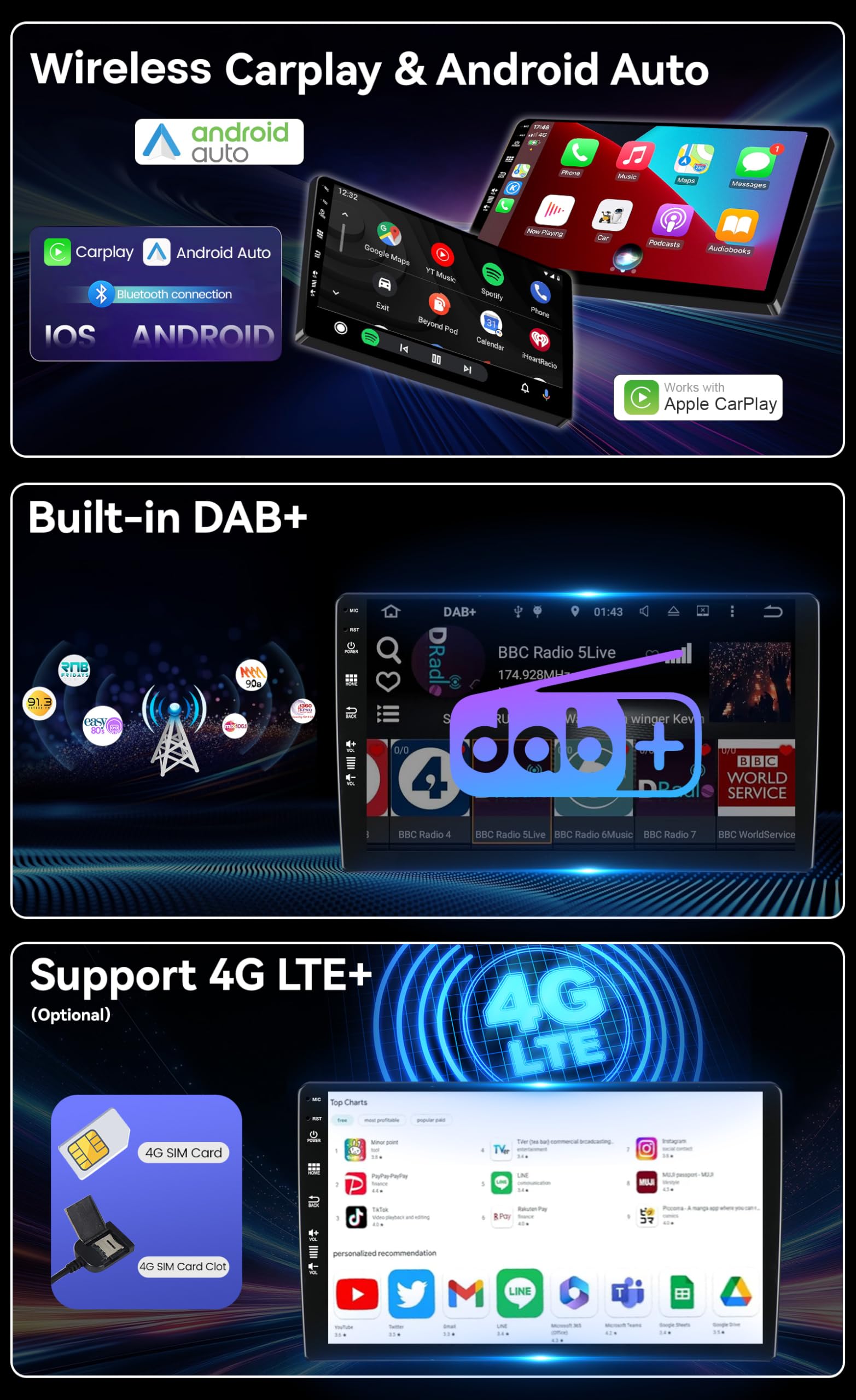 MSD Intégré Dab+ Autoradio pour Mercedes-Benz W163 ML320 ML350 ML400 ML500 1997-2005 | Android 15 GPS Navi Radio | Carplay Android Auto Volant WiFi DSP | Caméra MIC | 4G+64G Octa-Core 2 Din 9 Pouce