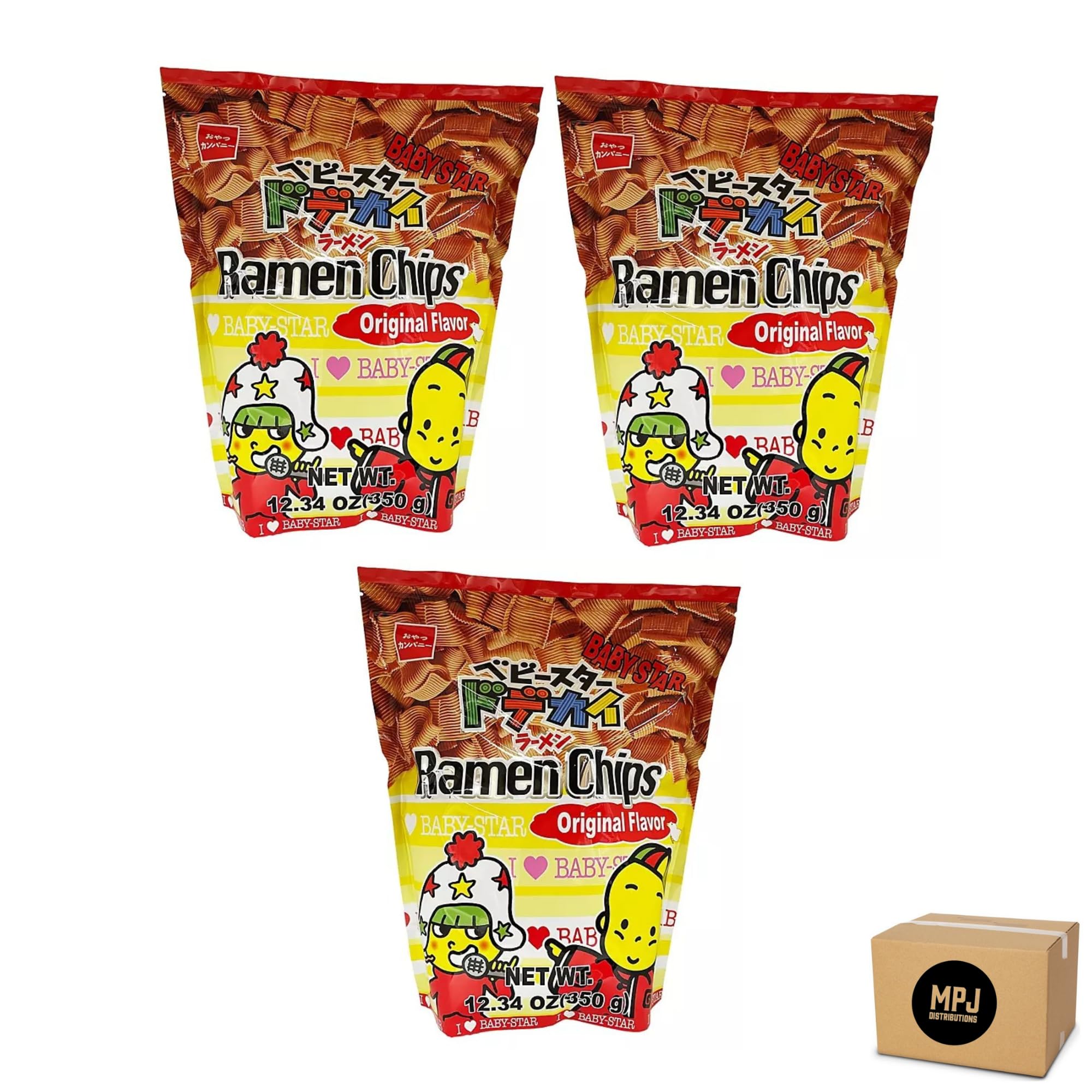 GenericBaby Star Ramen Chip Original Flavor (12.34 oz.) Pack of 2 or Pack of 3, Bundled with MPJ Freebies! (3)