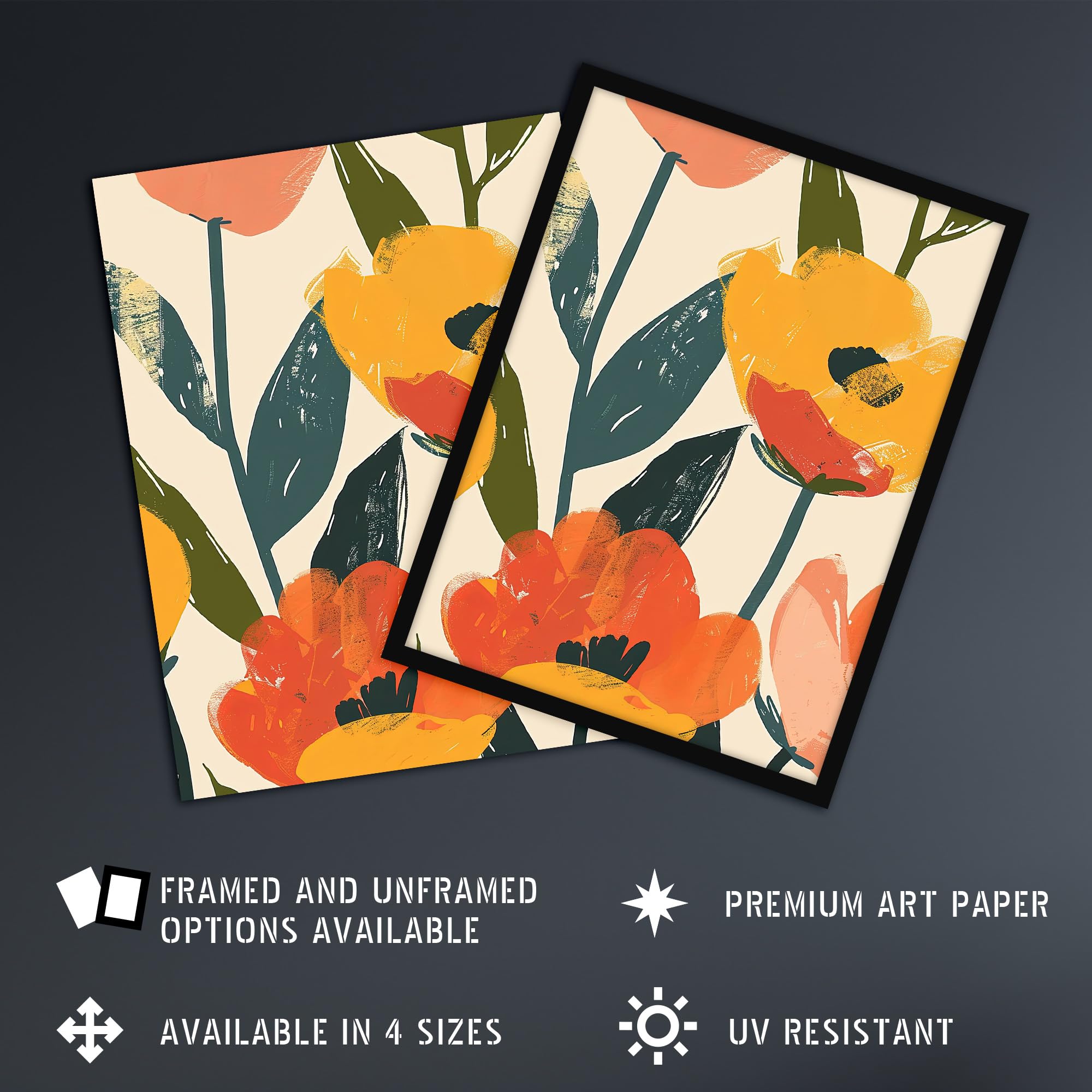 Artery8 Simple Spring Flower Blooms Bright Painting For Living Room Extra Large XL Wall Art Poster Print, Unframed 24X32", 81L x 61W cm - Image 2