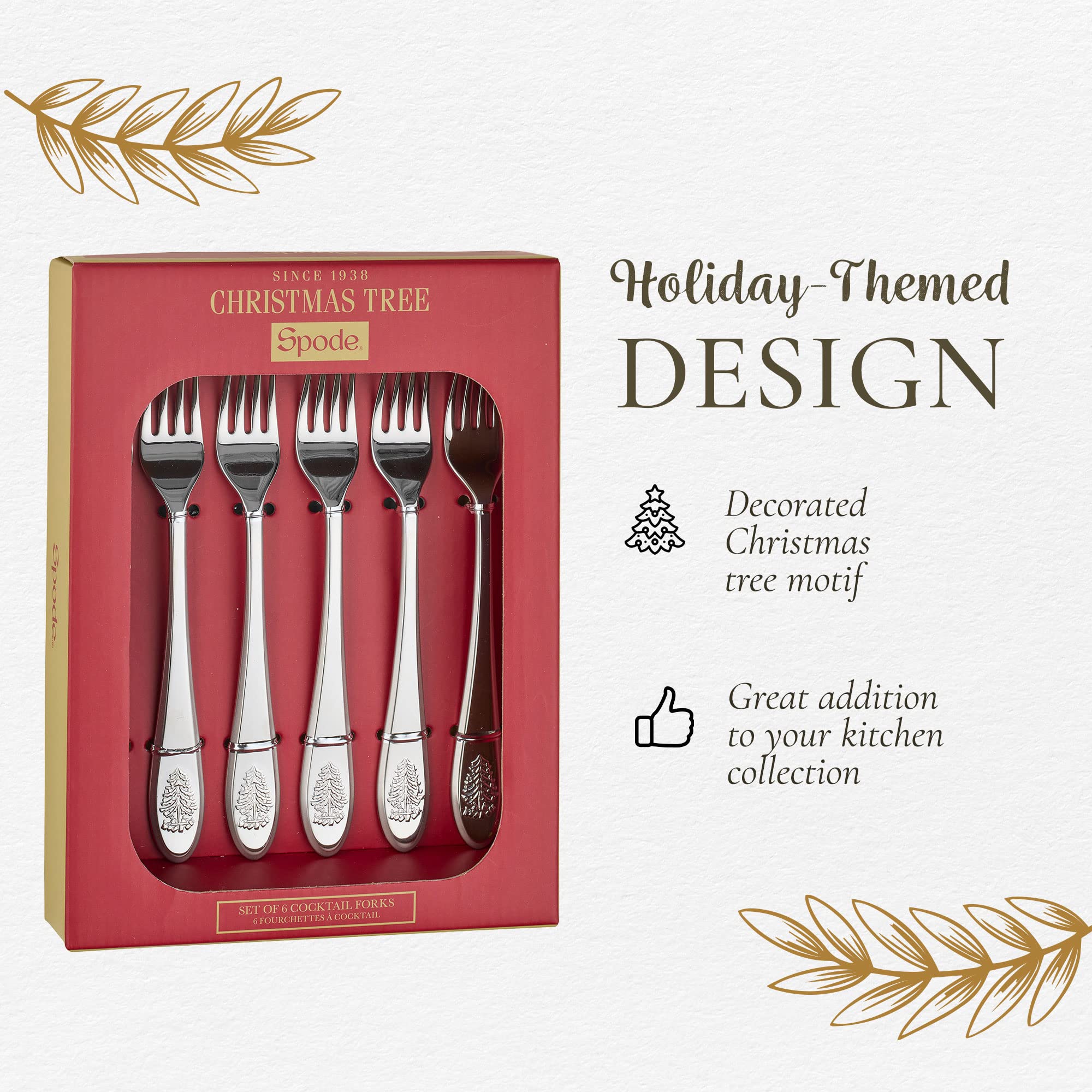 Spode クリスマスツリー フォークセット 6本 Amazon.com: Spode Christmas Tree Cocktail Forks (Set of 6) - 6.8