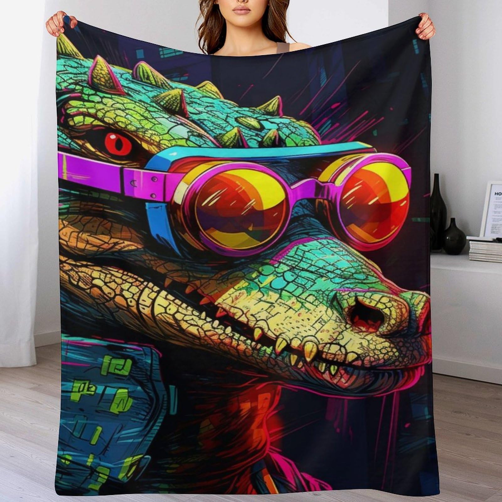 Manta de cocodrilo acogedora para tardes de sofá y acampadas