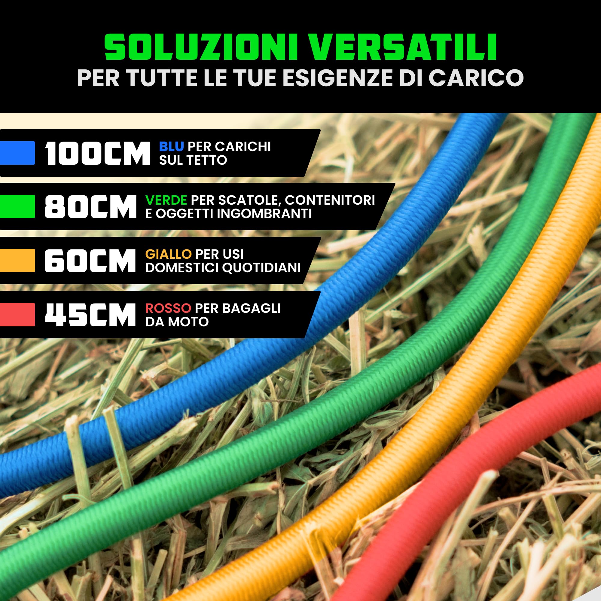 Rhino USA Corde Elastiche con Gancio (28 Pezzi) Elastico con Ganci Corte e Lunghe - 4 Clips per Telo Gratuito, Sacchetto con Corda Elastica con Gancio Legature per Tende - Resistenti ai Raggi UV
