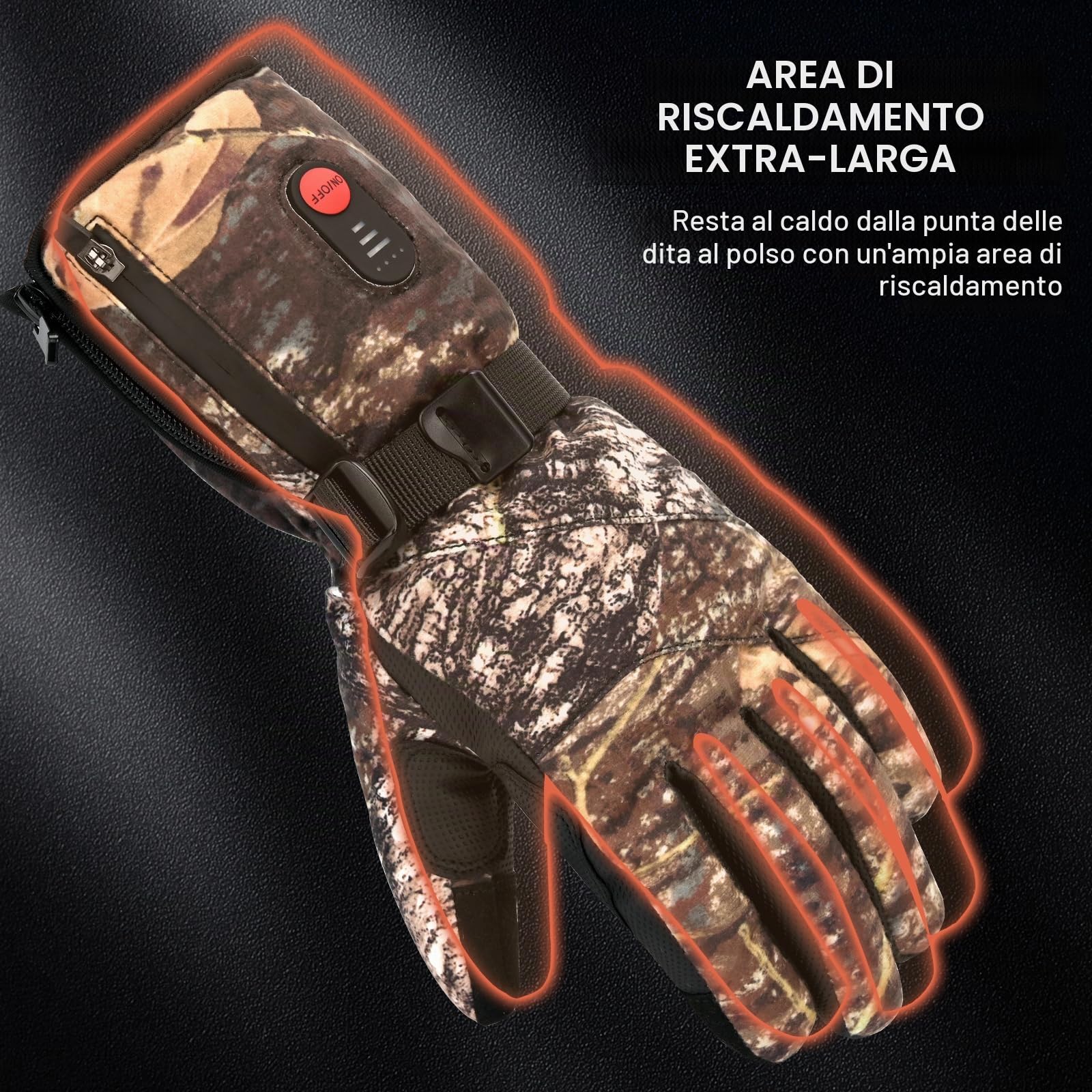 Lychee Guanti Riscaldati per Uomo Donna, Guanti da Sci Riscaldati Ricaricabili, Touch Screen, Riscaldamento Istantaneo, Scaldamani, Impermeabili, con Batteria da 7,4 V, 3000 mAh*2 per Sci in Moto
