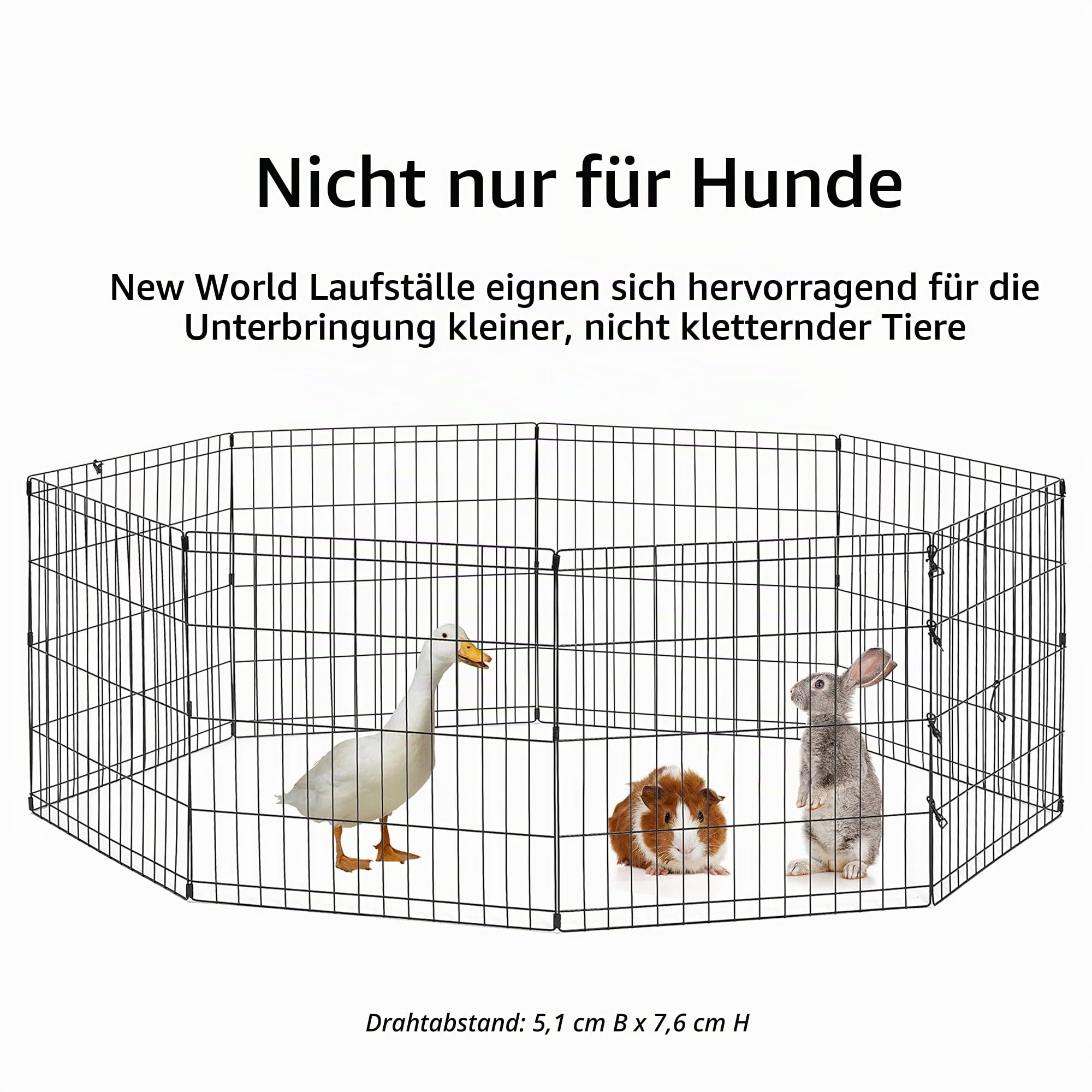 Hunde-Gehege aus Metall, zusammenklappbar, ohne Tür, inklusive Erdspießen, bietet 1,5 m² Spielfläche, 61 cm hoch, schwarze, E-Beschichtung