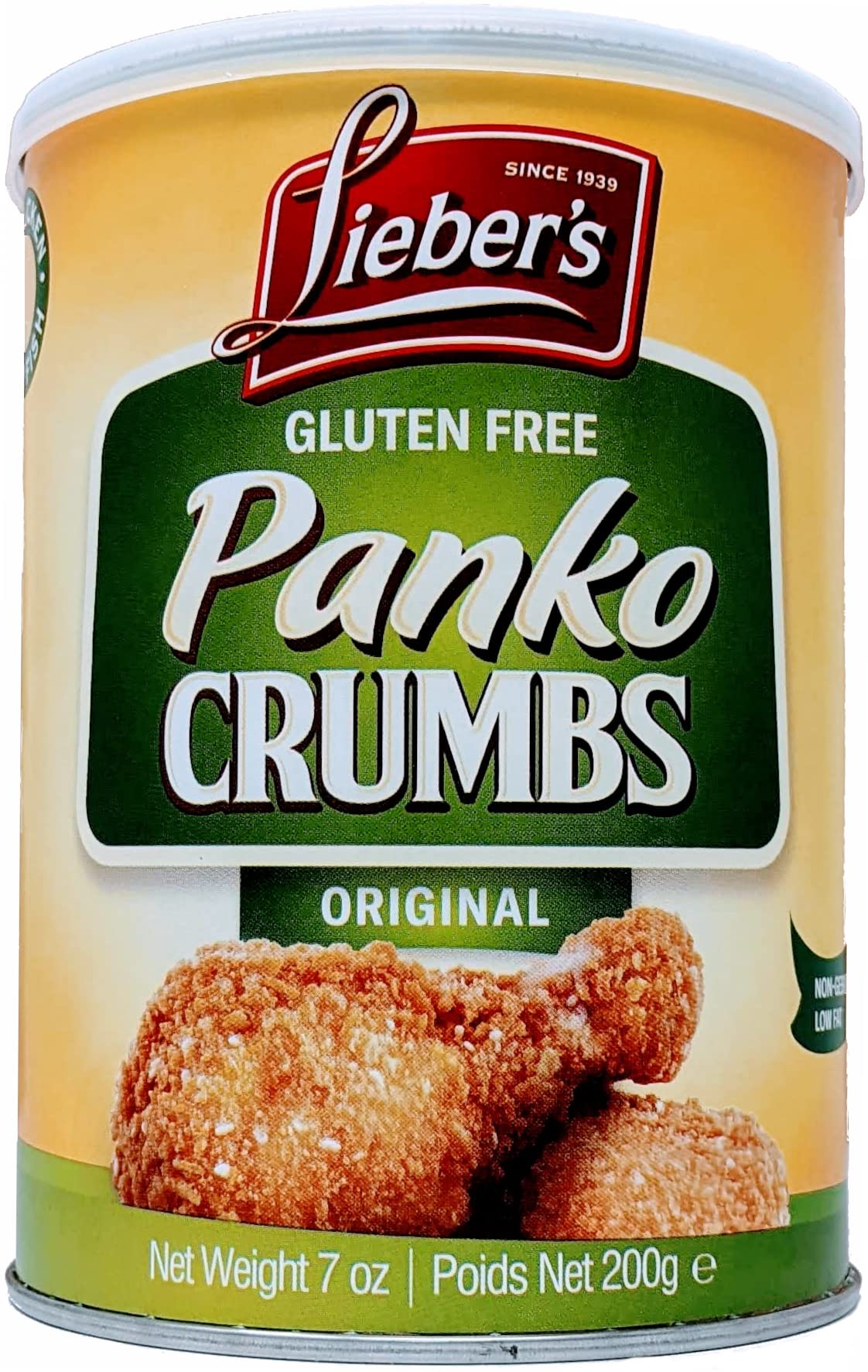 Lieber's Gluten Free Breadcrumbs, Panko Crumbs, Original 200g Resealable Canister | Low in Fat, Kosher for Passover