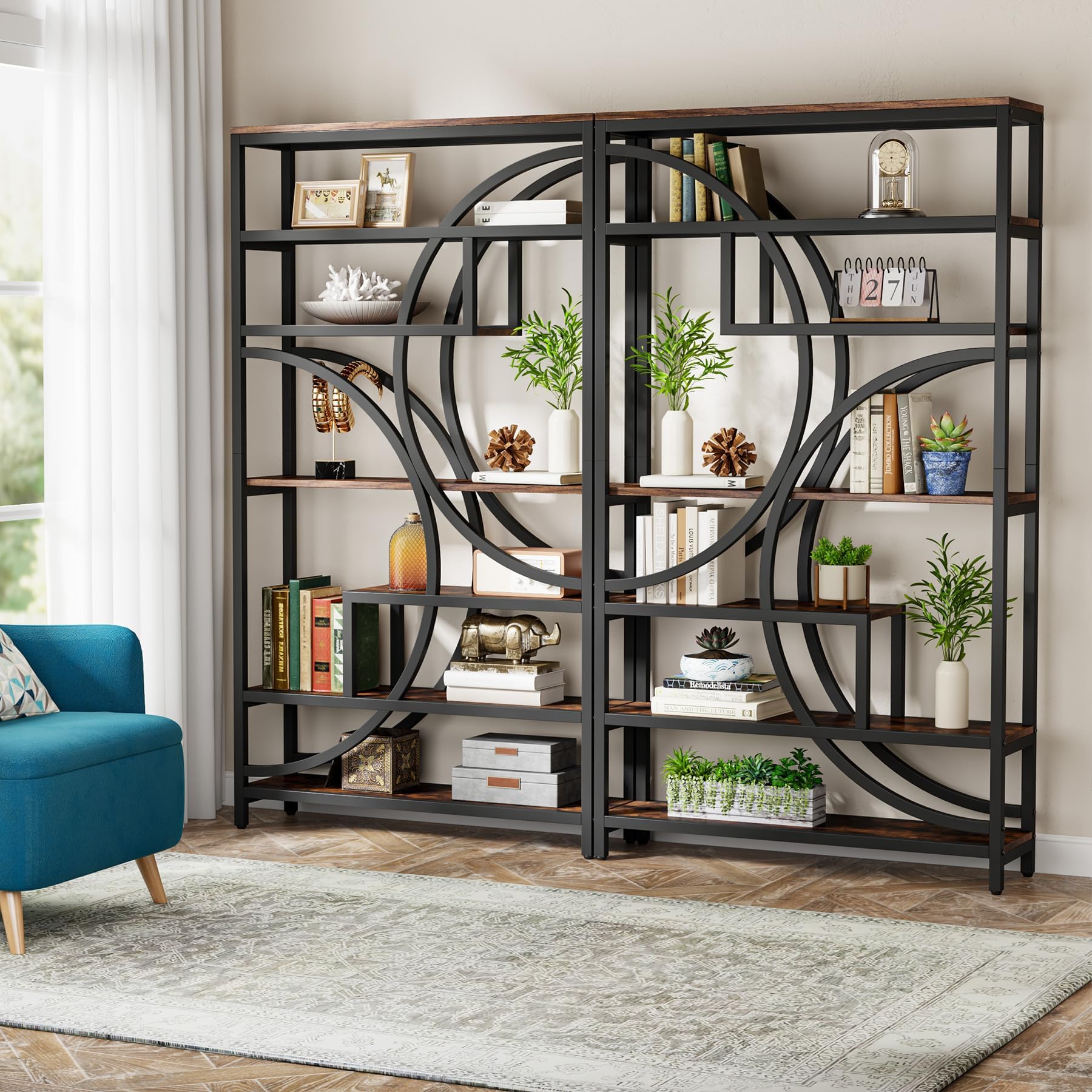 Tribesigns 7Tier Bookshelf 70 inch Staggered Bookcase 2