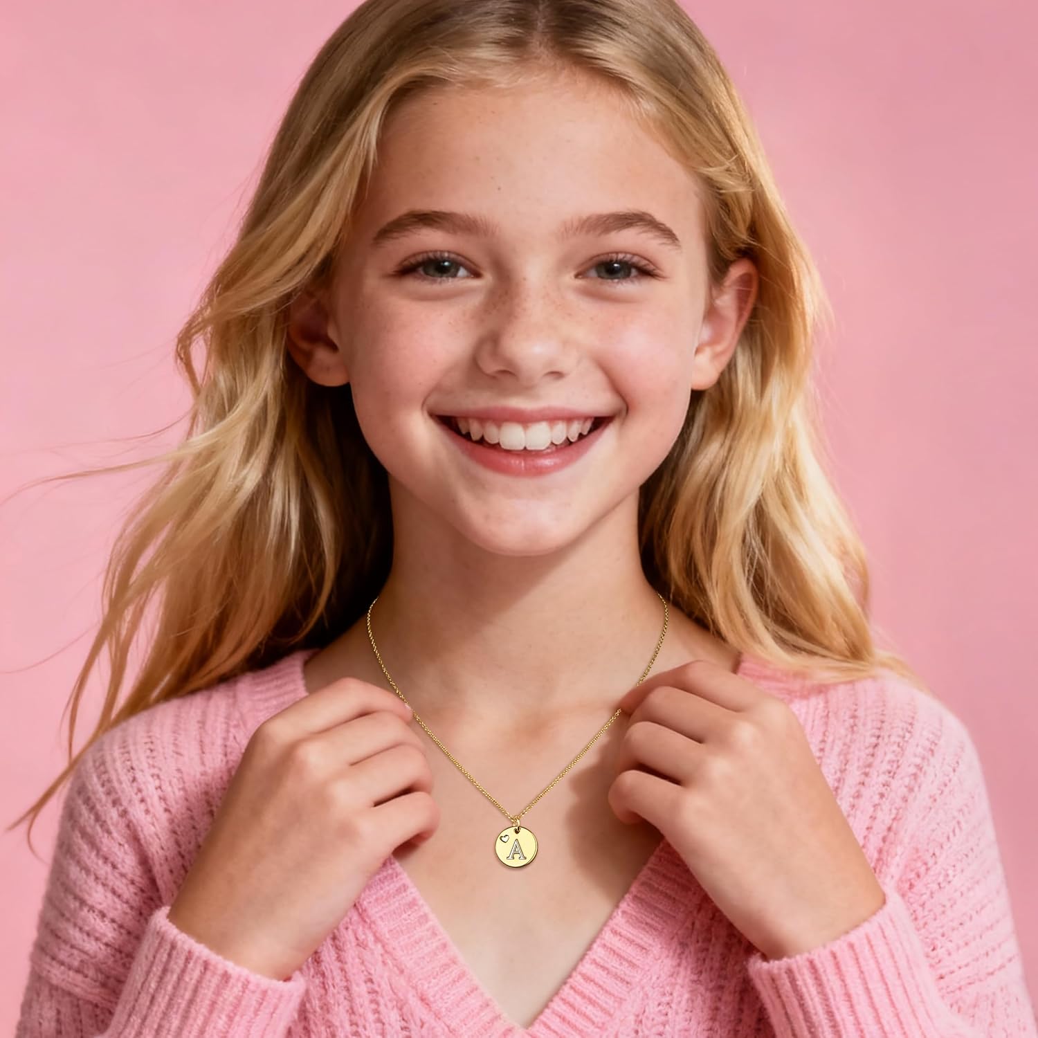 Poxtex Mothers Day Gifts for Young Women, Initial Pendedt Heart A-Z Necklace, Letter Charm Necklace for Cute Lilter Girls, Personalized Birthday Jewelry Accessories Gifts for Daughter, Mom, Her