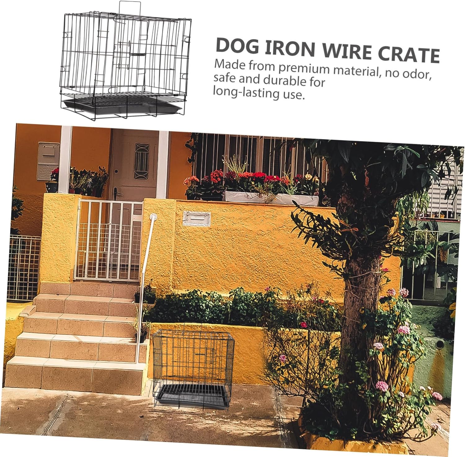Wire Dog Crate Pet Crate Large Size Easy to Open Door for Paws Removable and Washable Base
