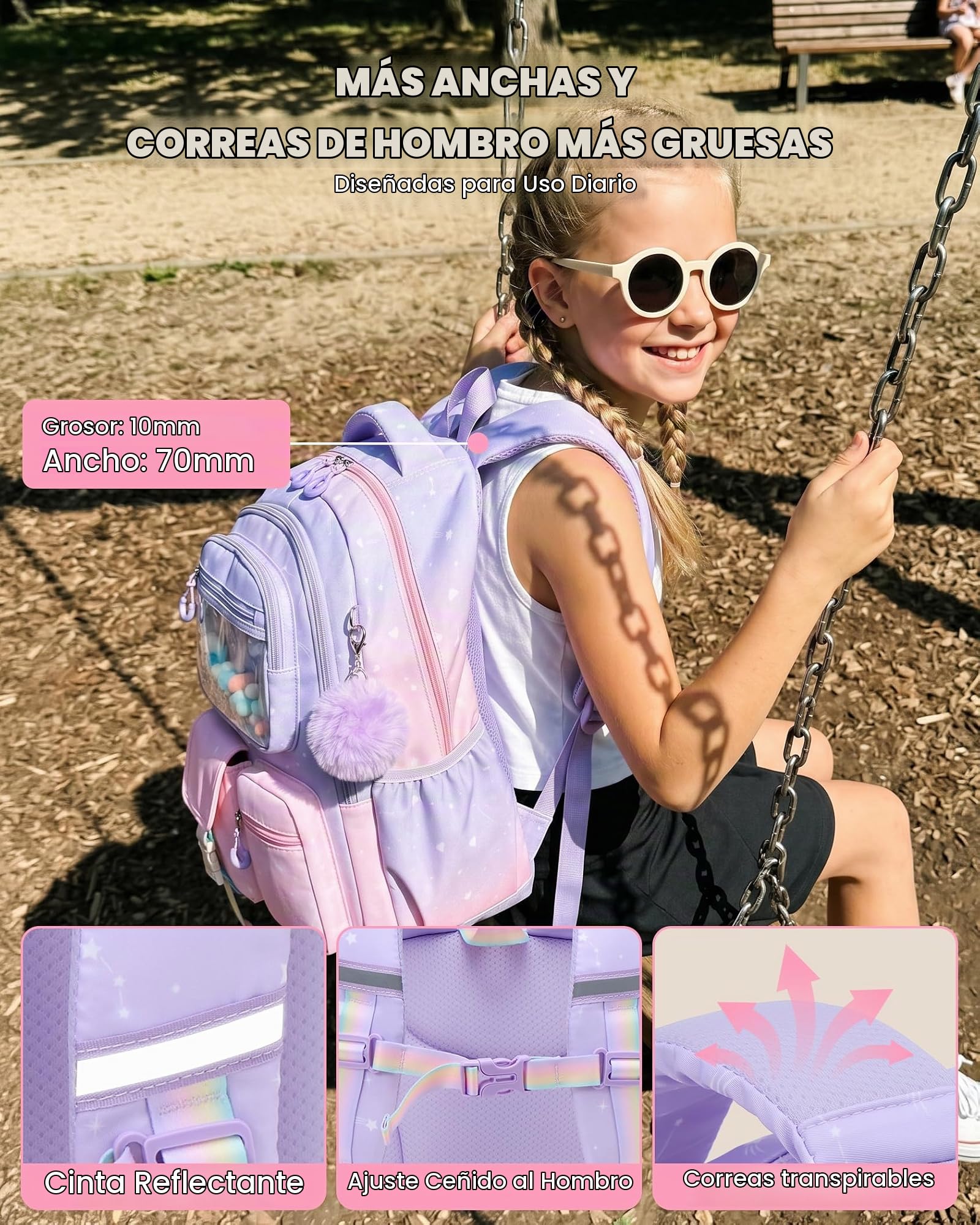 Amythe Set 3 Piezas Mochila Niña 1°-5° Primaria