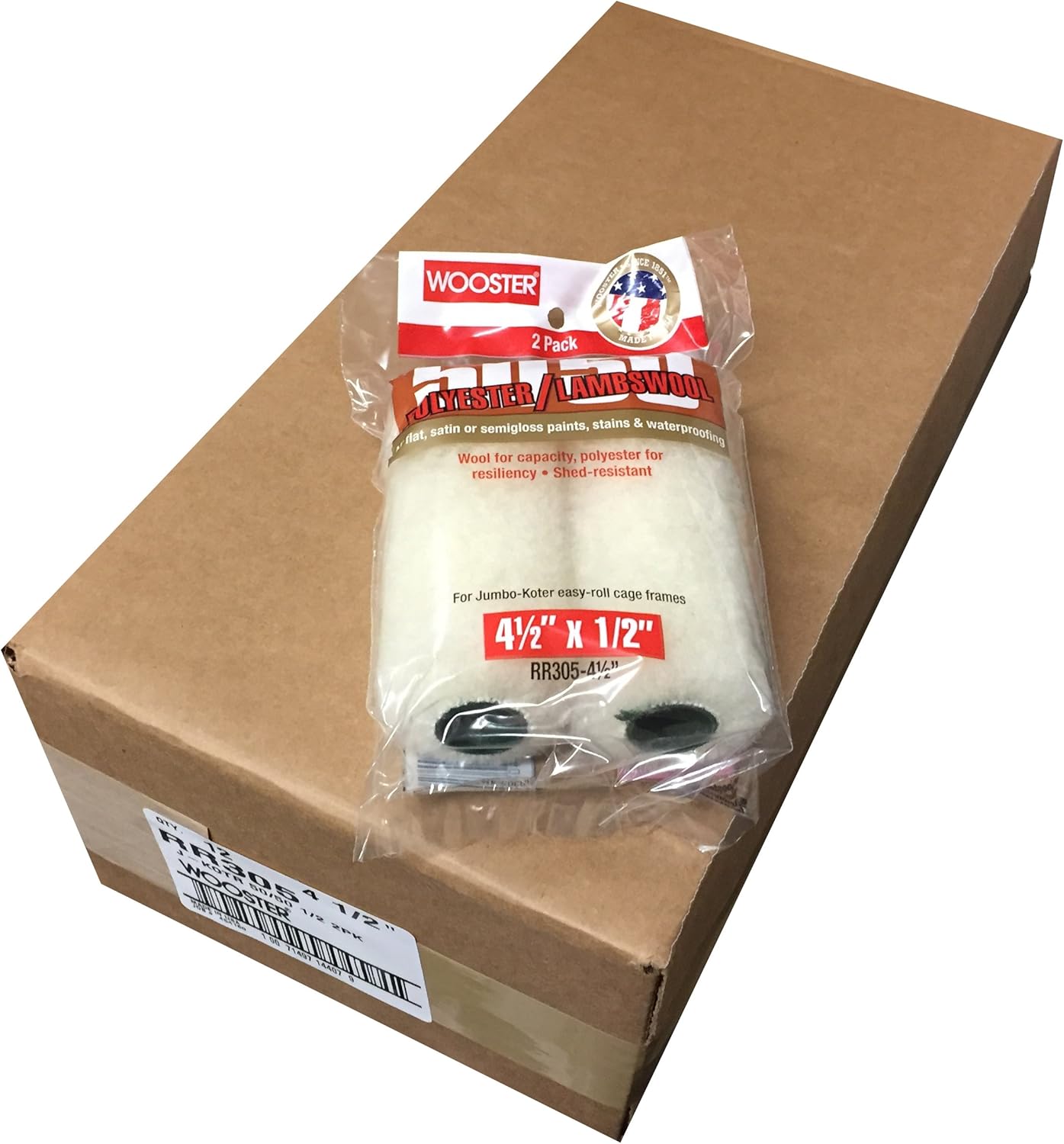 Wooster Brush RR305 4.5 inch Jumbo-Koter 50/50 Roller 1/2 inch Nap, 2-Packs, Pack of 12