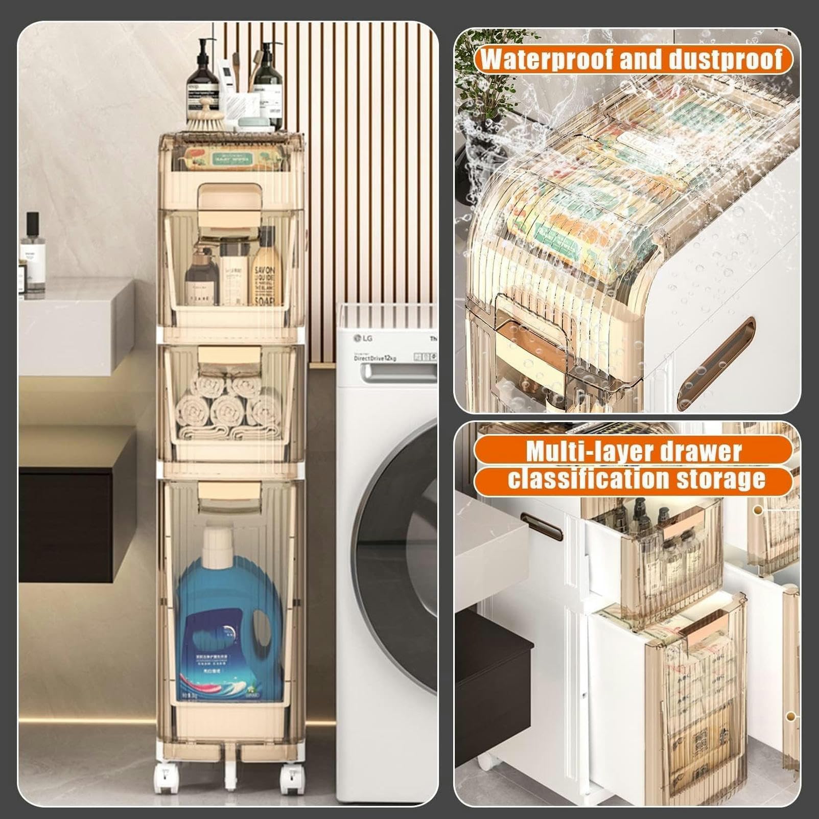 Armario con cajones apilables de 3, 4 y 5 niveles, armario independiente de esquina estrecha, organizador de Papel higiénico multifuncional para baño, dormitorio, cocina,