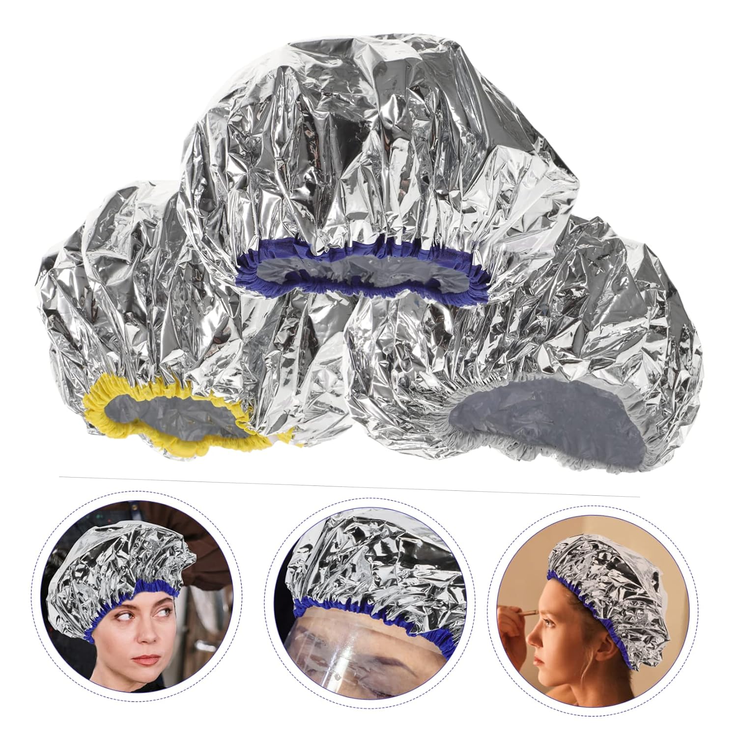 KALLORY 9pcs Tin Foil Hair Dye Caps Elastic Coloring Hats for Deep Conditioning Hair Treatment for Spa Salon Use