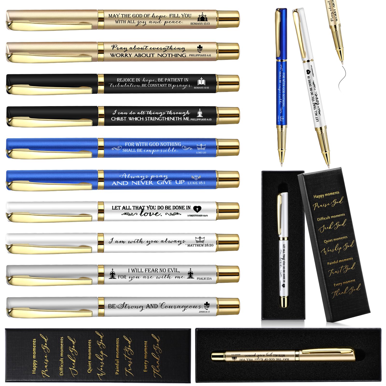 Photo 1 of 20 Pcs Christian Fathers Day Religious Pens with Gift Boxes Bible Verse Pens Bulk Inspirational Pen for Dad Mom Teacher Church Gifts for Bible Study Graduation Pastor(Bright Color,Classic Style)