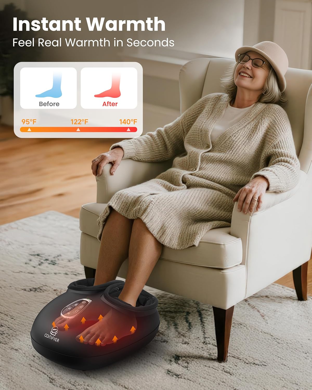 COMFIER Shiatsu Foot Massager with Heat, FSA Eligible Deep Kneading, Compression Feet Massage, Foot Massager for Delivers Pain Relief, Plantar Fasciitis, Neuropathy - Image 3