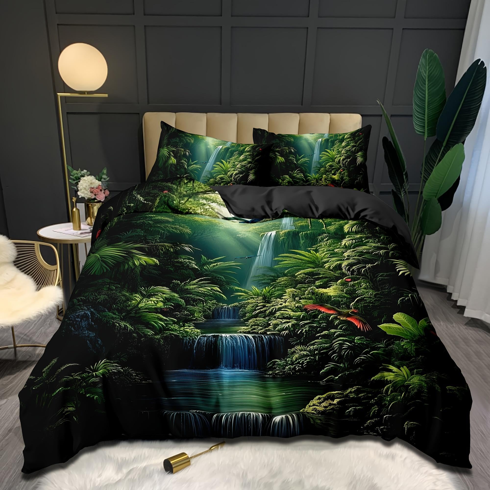 Parure de lit forêt tropicale respirante pour en finir avec la couette qui glisse