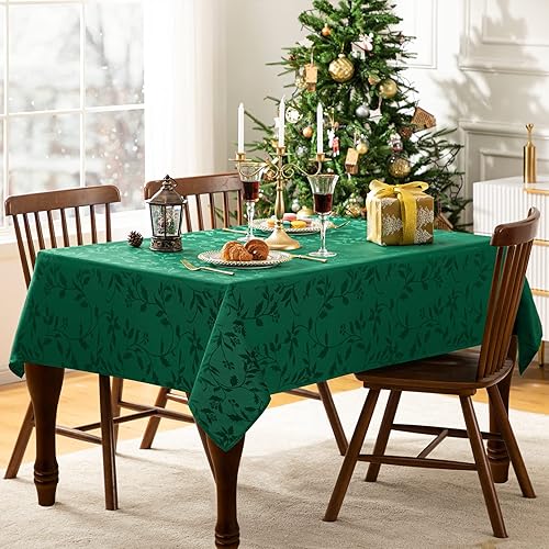 Miniatura 7 de joybest Mantel de Navidad Elegance, mantel de tela de poliéster jacquard para decoración de Navidad, cena de vacaciones y reuniones familiares,