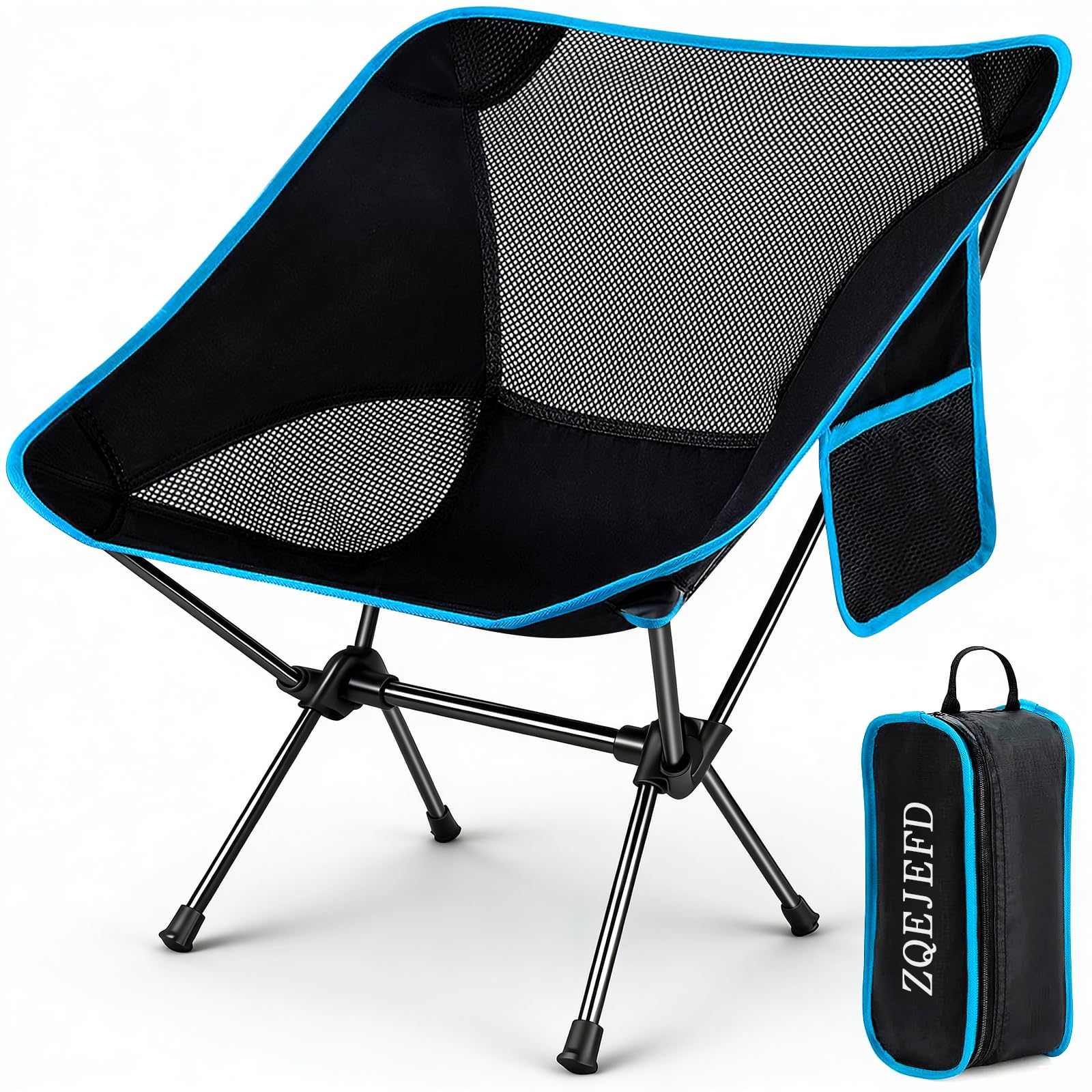 Chaise de Camping Pliable, Chaise Pliante Portable Légère avec Sac de Transport, Charge Maximale 120kg, Ultra Légère Chaise de Plage Pliable pour Les Voyages, Randonnée, Camping, Pique-Nique - 1