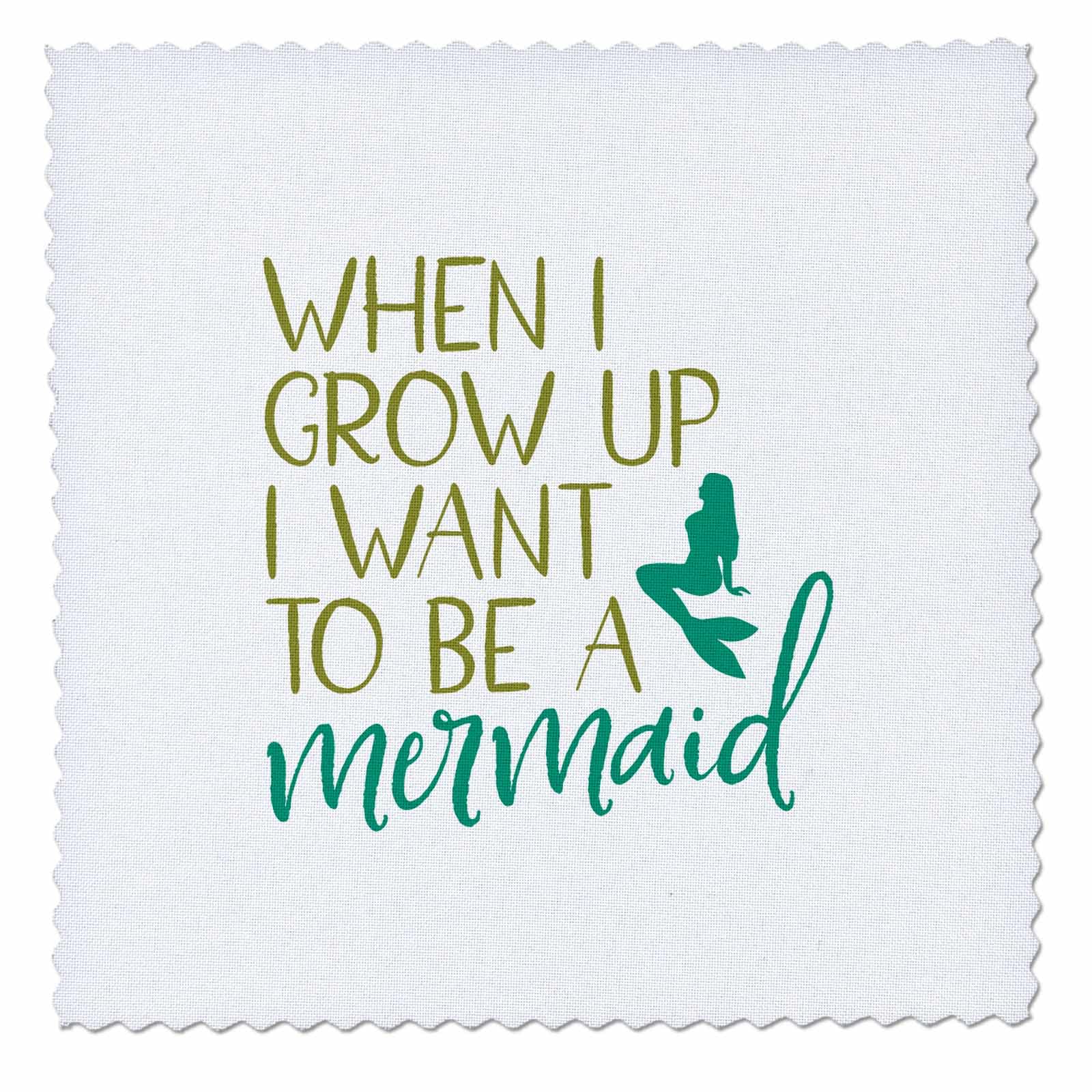 10x10 inch Quilt Square - Image of Mermaid Silhouette and Funny Quote Morgan Elizabeth Design - Phrases