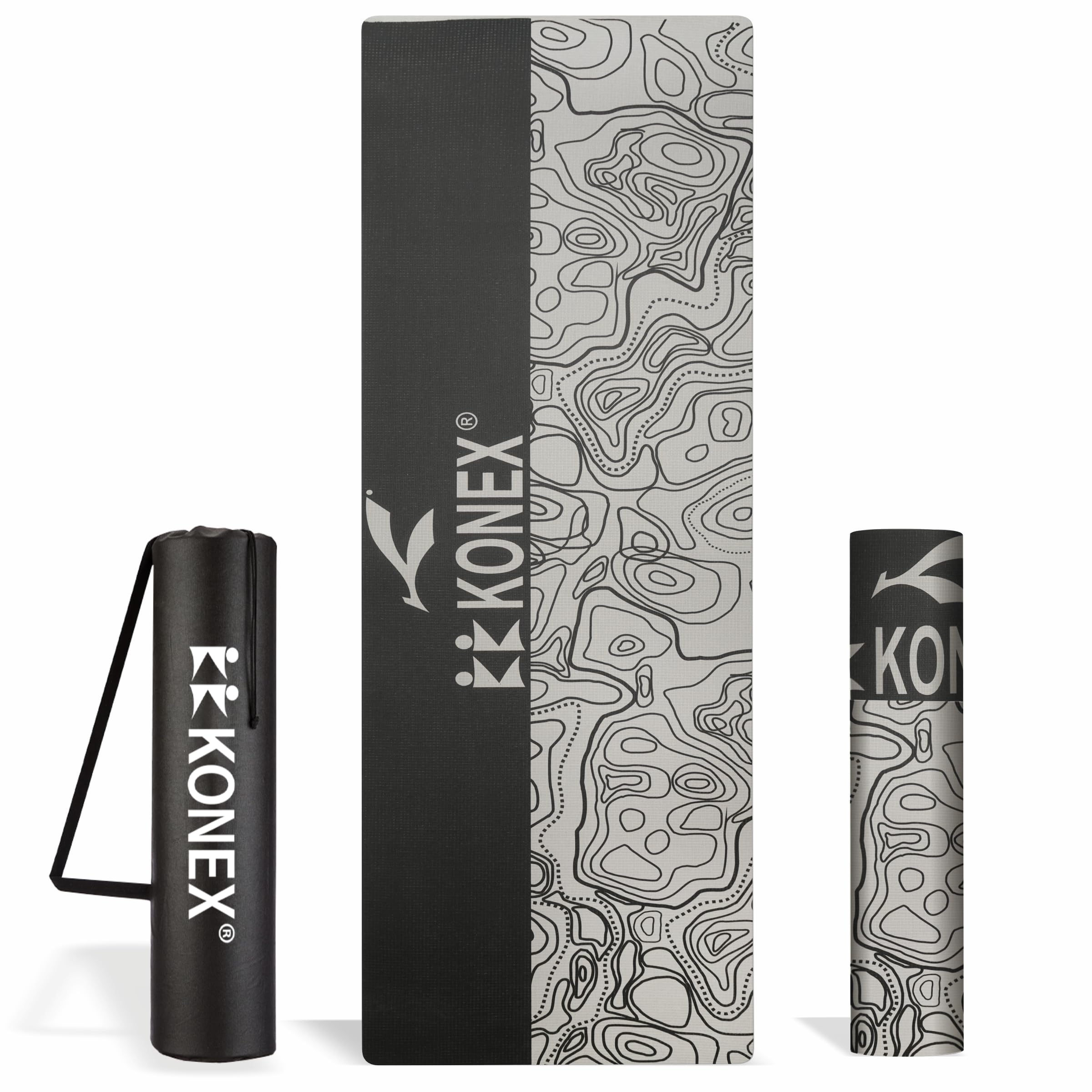 Konex 6mm Premium Printed TPE Yoga Mat with Carry Bag for Men