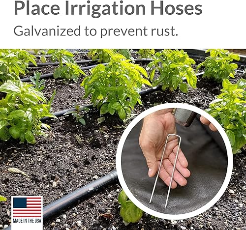 Miniatura 4 de Pinnacle Mercantile Grapas galvanizadas para paisajes de jardín, pasadores de anclaje de tela, antioxidantes, 6 pulgadas, fuerte, calibre 11, acero