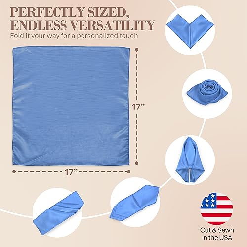 Miniatura 6 de Ultimate Textile -1 docena - Reversible Shantung Satin - Majestic - Servilletas de tela Majestic de 17 x 17 pulgadas azul bígaro