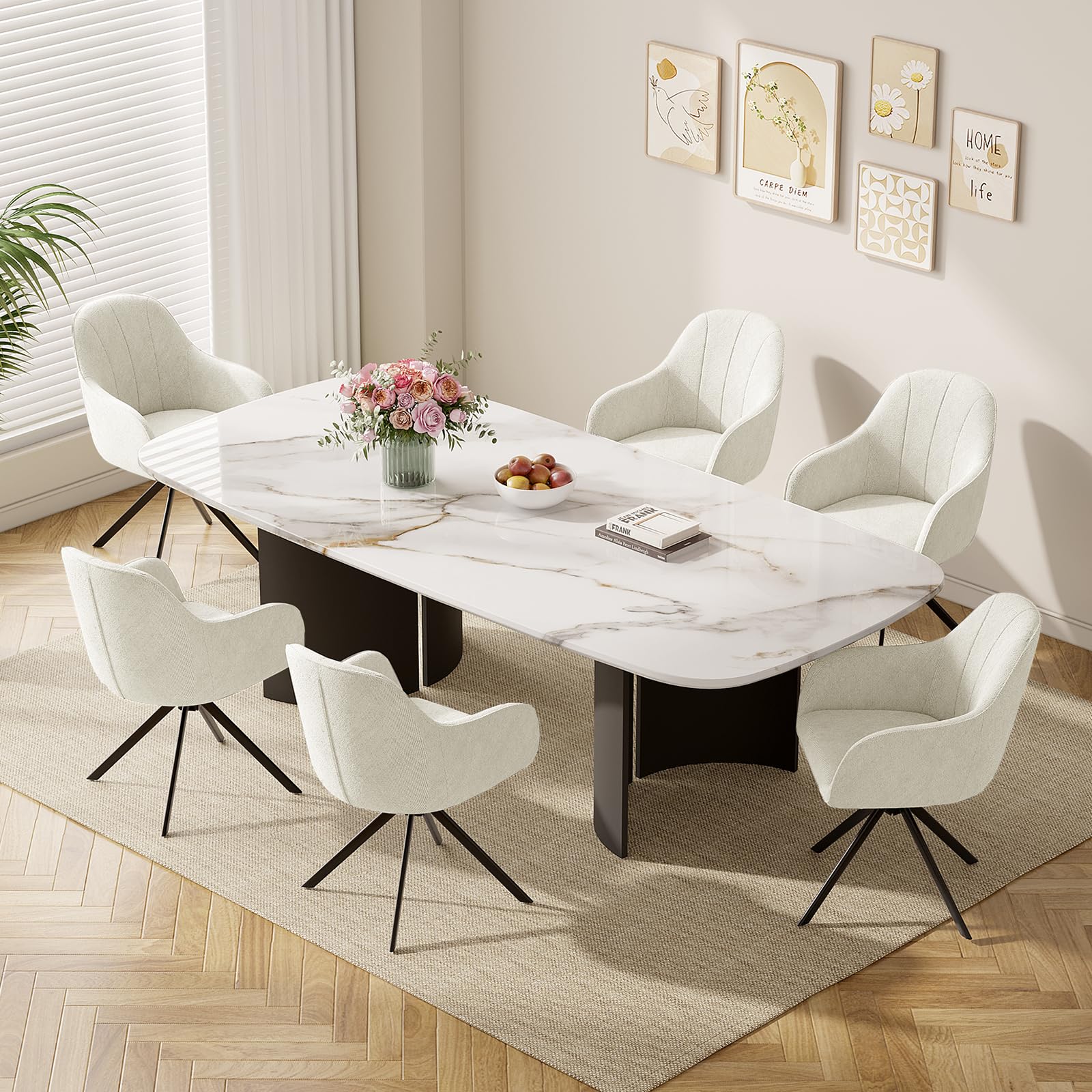 Hawthyhome Esszimmerstühle drehbar mit Armlehne | Polsterstuhl mit 5 cm Kissen & Metallbeinen | Moderner Küchenstuhl für Esszimmer, Wohnzimmer, Büro