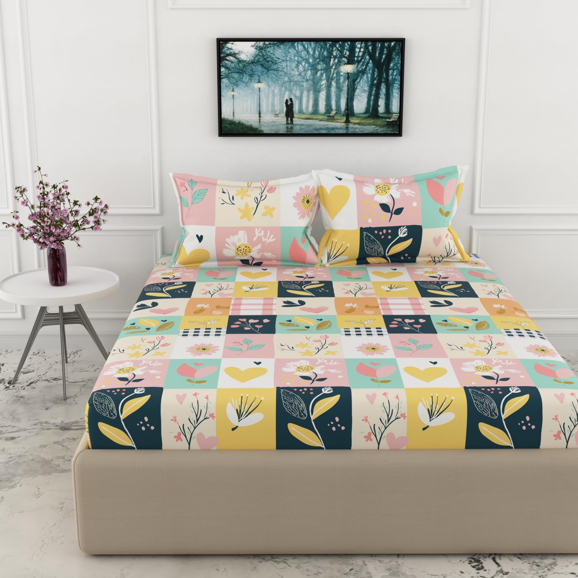 King Size Cotton Fitted Sheet Set - Loreto -23 King Size Cotton Fitted Sheet Set - Loreto -23