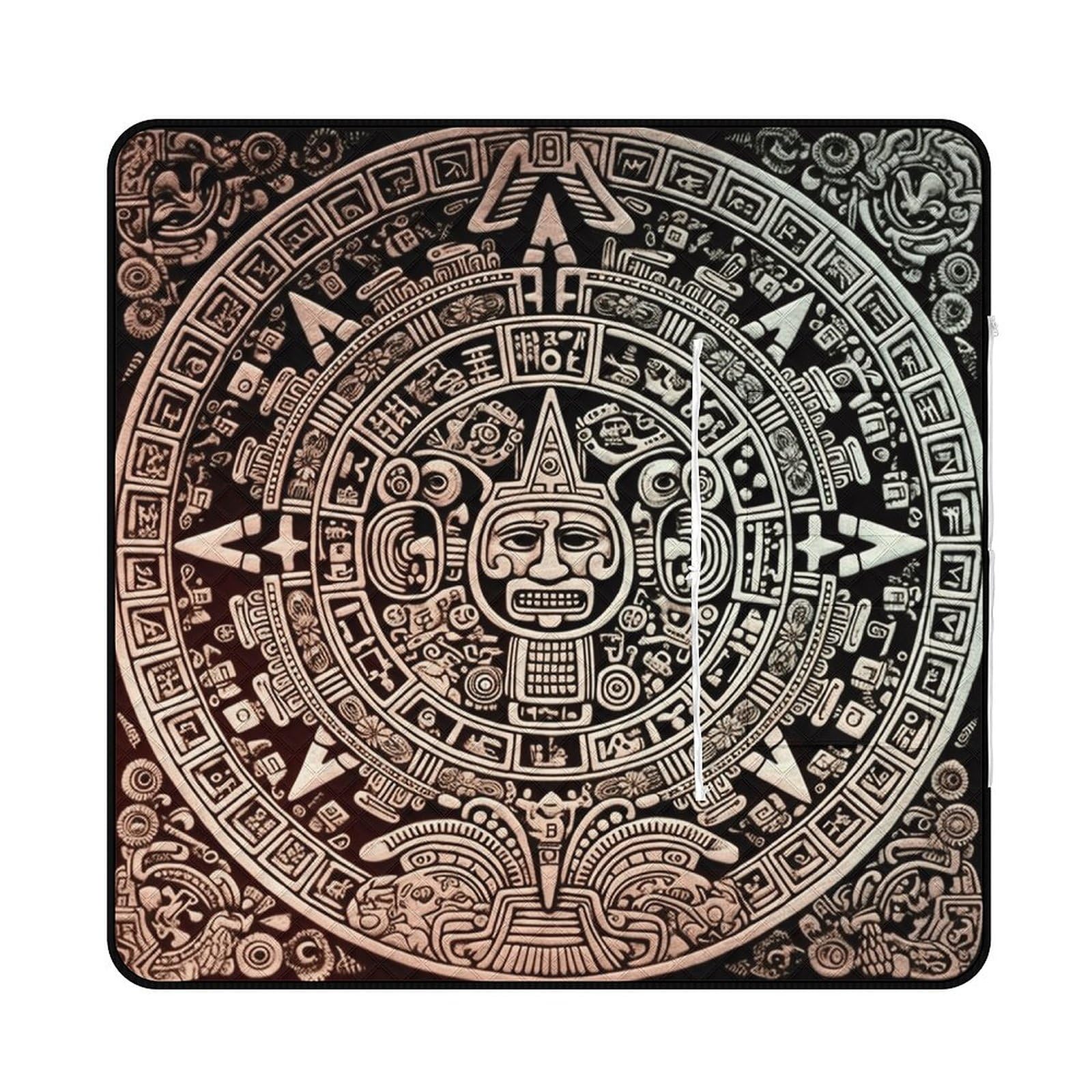 Tapis de pique-nique imprimé calendrier maya avec finitions haut de gamme pour extérieur