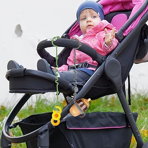 Miniatura 4 de RTMOK - Correas de juguete para bebé, clip de silicona para chupete, se aplica a juguete de asiento de automóvil, juguete mordedor, silla alta,