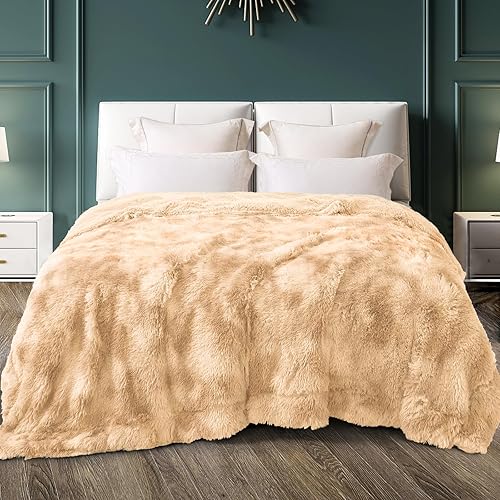 Exclusivo Mezcla Manta de cama de piel sintética de tamaño individual, súper suave, mullida y afelpada reversible, manta de forro polar Sherpa y