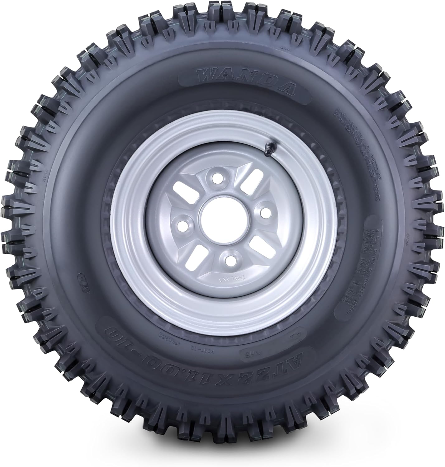WANDA 22x11-10 GNCC Sport ATV Tire Wheel Assembly with 4/110mm PCD Silver Wheels 10268,PK 2