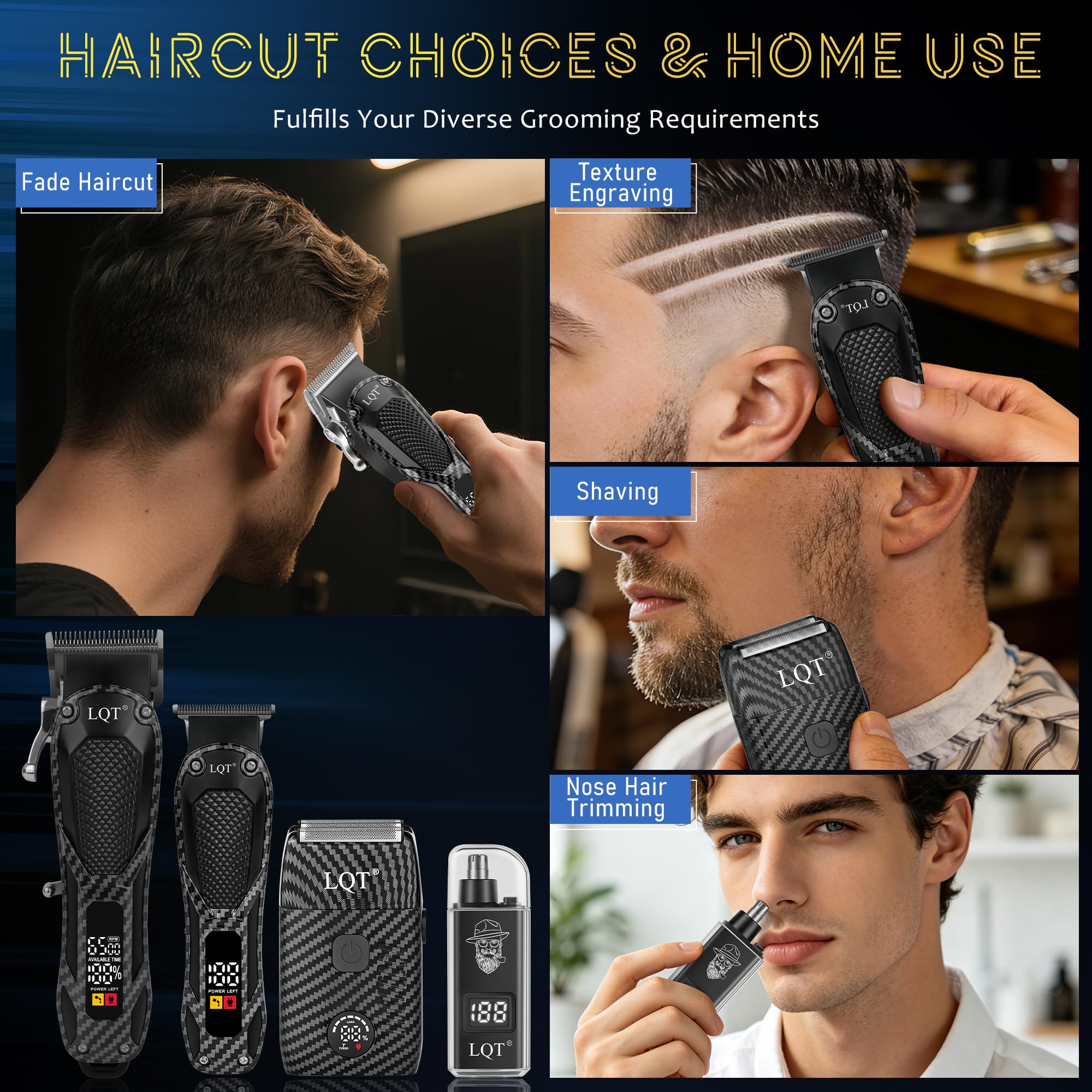 Tagliacapelli professionale da uomo, ricaricabile, senza fili, rasoio elettrico, kit per tagliare i capelli con display LCD, regalo per papà, marito, uomo