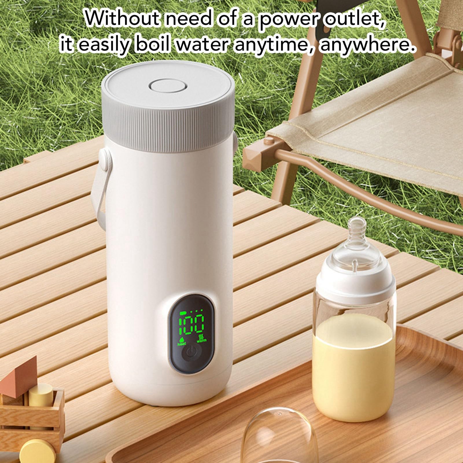 Sxhlseller Przenośny Czajnik Elektryczny 350 Ml, 27000 MAh Bateria - podróż na Zewnątrz, Szybkie Ogrzewanie, Izolacja 12H (wtyczka UE)
